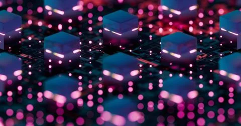 3D Abstract Visualization of Server Operations - Futuristic Digital Grid Desi イラスト素材