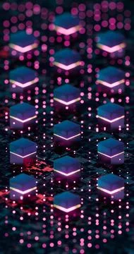 3D Abstract Visualization of Server Operations - Futuristic Digital Grid Desi Stock Illustration