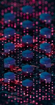 3D Abstract Visualization of Server Operations - Futuristic Digital Grid Desi Stock Illustration