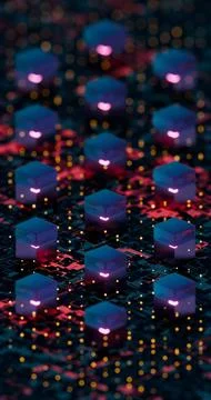 3D Abstract Visualization of Server Operations - Futuristic Digital Grid Desi Stock Illustration