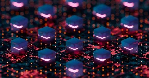 3D Abstract Visualization of Server Operations - Futuristic Digital Grid Desi 스톡 일러스트