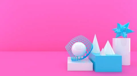 3d abstract wallpaper. Shapes 3d. Geometric 3d objects. Minimalism. Stock-Illustration