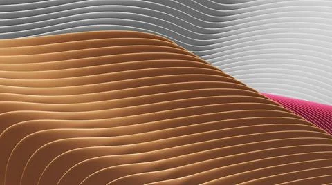 3D abstract waves background. Wallpaper of 3D colored abstract lines and waves.  Stock Illustration