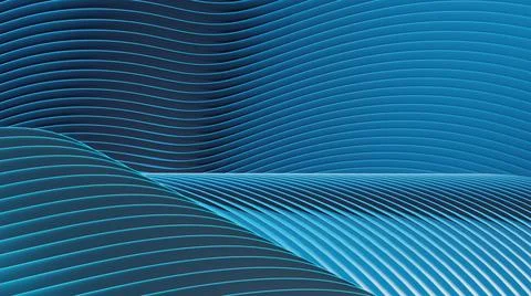 3D abstract waves background. Wallpaper of 3D blue abstract lines and waves. Stock Illustration