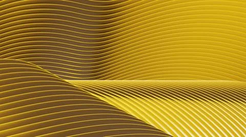 3D abstract waves background. Wallpaper of 3D yellow abstract lines and waves.  Stock Illustration