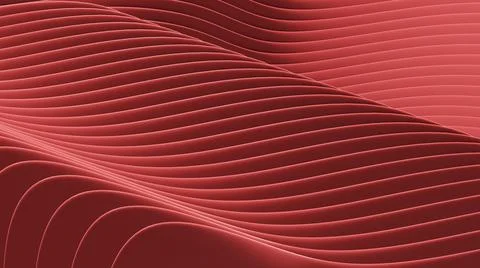 3D abstract waves background. Wallpaper from 3D red abstract lines and waves. Stock Illustration