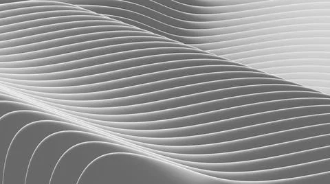 3D abstract waves background. Wallpaper of 3D white abstract lines and waves. Stock Illustration