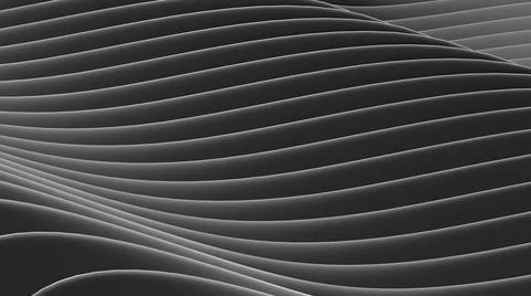 3D abstract waves background. Wallpaper of 3D black abstract lines and waves Stock Illustration
