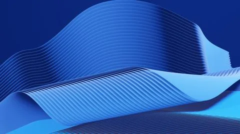 3D abstract waves background. Wallpaper of 3D blue abstract lines and waves. Stock Illustration