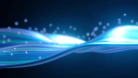 3D abstract wavy line shape wallpaper background modern shiny bokeh particles Stock Footage 317133845