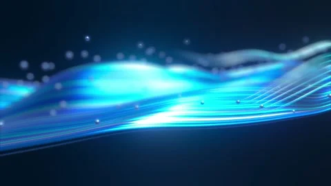 3D abstract wavy line shape wallpaper background modern shiny bokeh particles Stock Footage 317133846