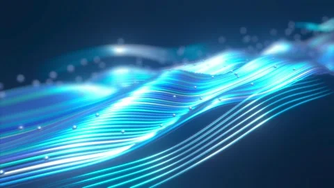 3D abstract wavy line shape wallpaper background modern shiny bokeh particles Stock Footage 317133860