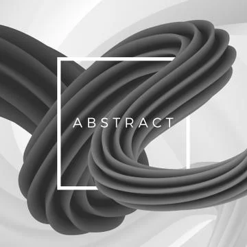 3D abstract wavy object isolated on geometric background with white frame. Ve Stock Illustration