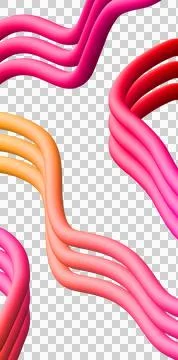 3D Abstract Wavy Tubes and Fluid Gradient Lines Background Stock Illustration