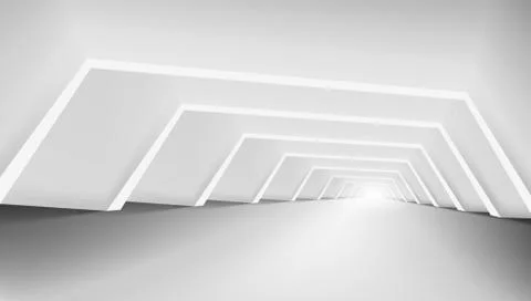 3D Abstract White Clear Light Corridor Interior 库存插图