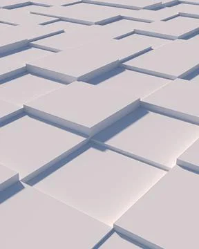 3D Abstract White Cubes Background with Geometric Shapes and Shadows 스톡 일러스트