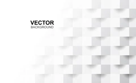 3D Abstract white geometric shape from gray cubes.Brick wall squares texture. 스톡 일러스트