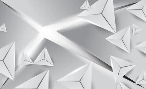 3D Abstract White Triangle Shapes minimal background.Geometric polygon イラスト素材