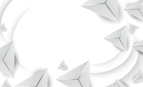 3D Abstract White Triangle Shapes minimal background.Geometric polygon Illustrazione stock
