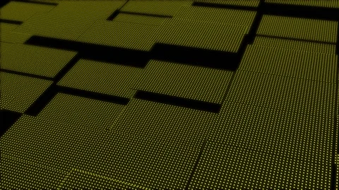 3D Abstract yellow cubes loop. Video game VJ isometric geometric mosaic waves Stock Footage 162355379