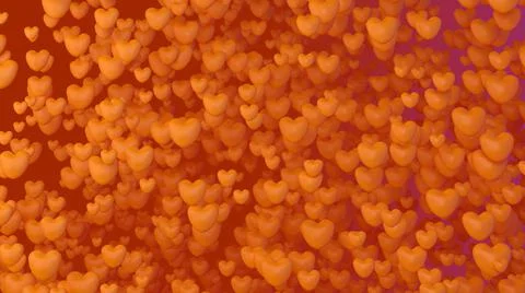 3D Abstract yellow hearth shape particles, with orange background Stock Illustration