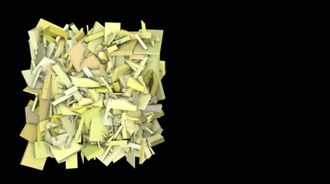 3d abstract yellow spiked shape on black Stock Footage 35154316
