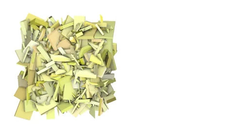 3d abstract yellow spiked shape on white Stock Footage 35231398