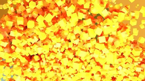 3D Abstract yellow spread cube, with white lightning Stock Illustration