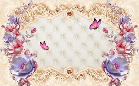 3D abstraction background wallpaper for walls. Illustrazione stock