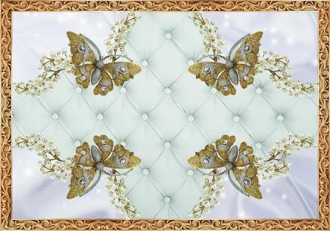 3D abstraction background wallpaper for walls. Stock Illustration
