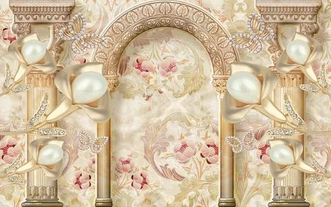 3D abstraction background wallpaper for walls. Stock Illustration