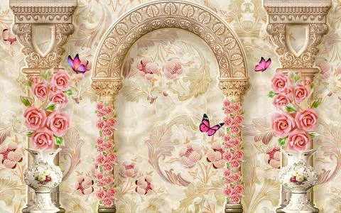 3D abstraction background wallpaper for walls. Stock Illustration