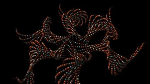 3d abstraction of multicolored patterns of small beads rotating and floating on Stock Illustration