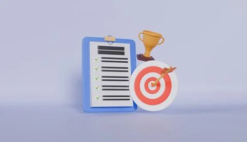 3D achieving goals icon. Successful completion of business tasks. Goals Stock Illustration