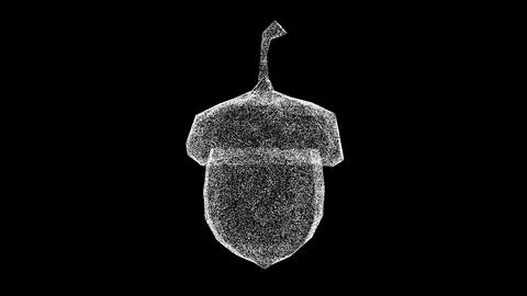 3D acorn rotates on black background. Nuts and fruits concept. Wild Hazelnut. Stock Illustration