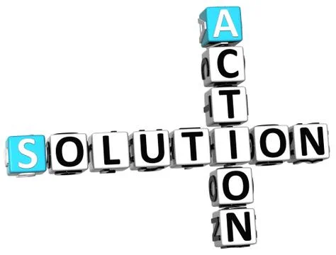 3d action solution crossword Illustrazione stock