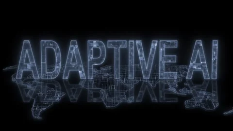 3d adaptive AI text technology earth map animation glow Stock Footage 260593660