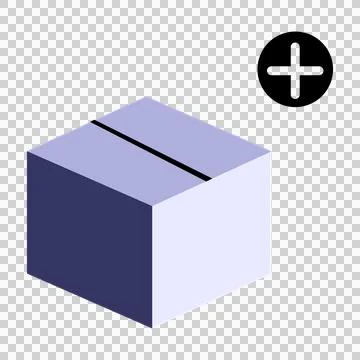 3D Add Box Icon – Product Package with Plus Badge Stock Illustration