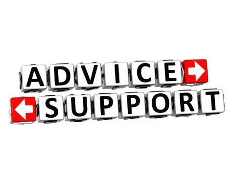 3d advice support button click here block text Illustrazione stock