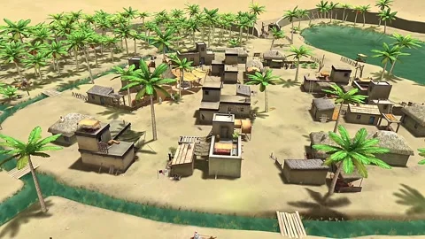 3D aerial view of oasis Stock Footage 322520300