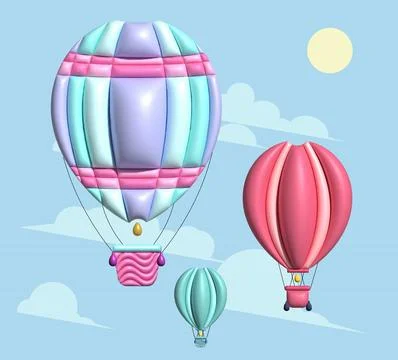 3d aerostats in the sky Stock Illustration