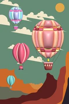 3d aerostats in the sky Stock Illustration