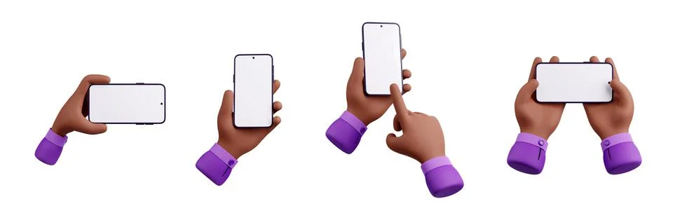 3D african american hands using smartphone Stock Illustration