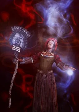 3D African witch conjuring Stockillustratie