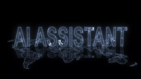 3d AI assistant text technology earth map Stock Photos
