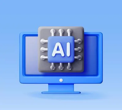 3d AI chip in computer Stock Illustration