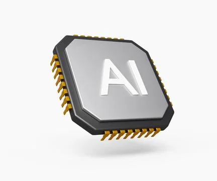 3d AI Chip icon. Artificial intelligence. Machine learning Illustrazione stock