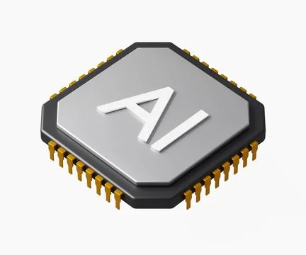 3d AI Chip icon. Artificial intelligence. Machine learning Illustrazione stock
