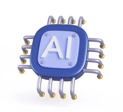 3d AI chip icon. Artificial intelligence processor microchip for machine Stock Illustration
