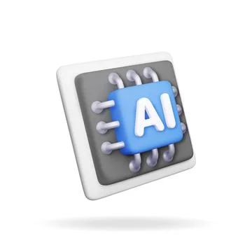 3d AI Chip isolated. Artificial intelligence Stock Illustration